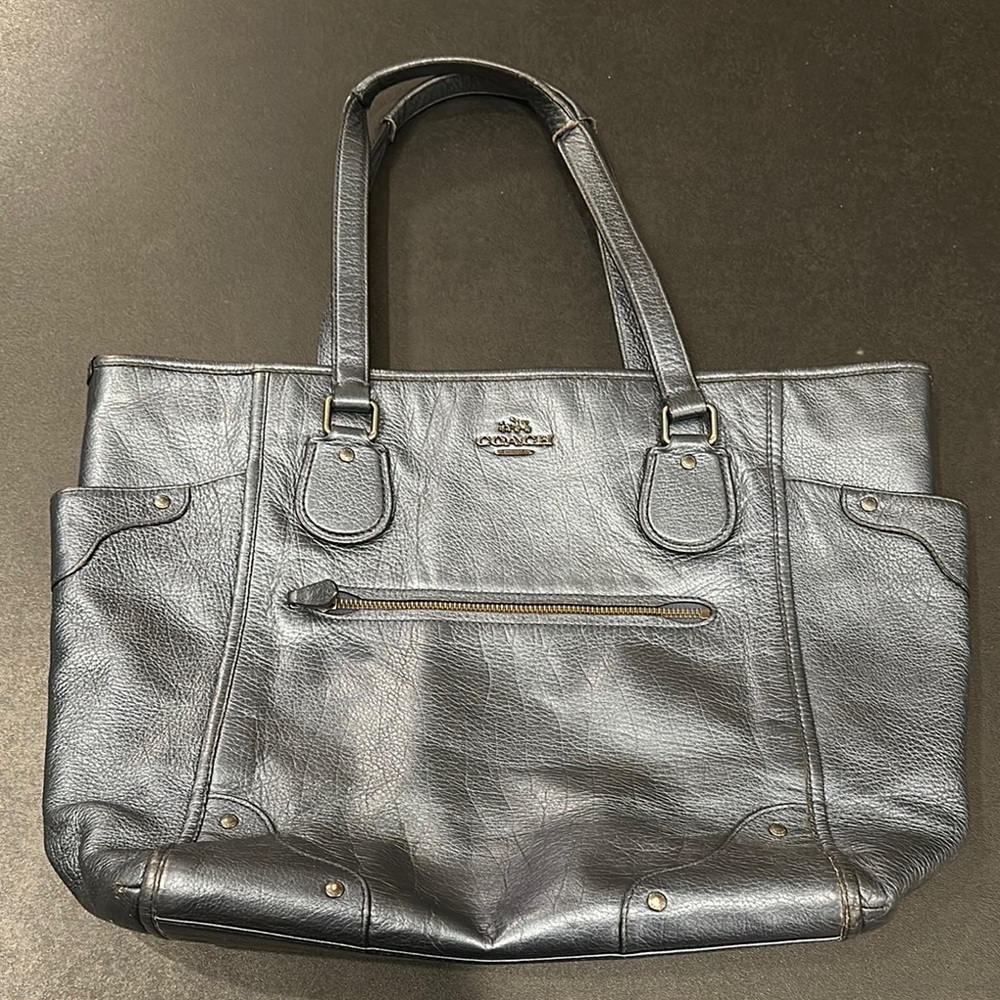 Coach Metallic Blue Tote Bag